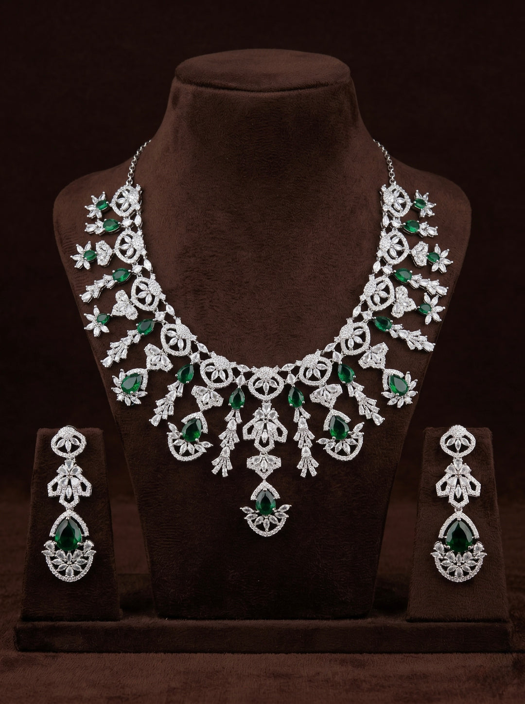 Emerald Diamond Cascade Set