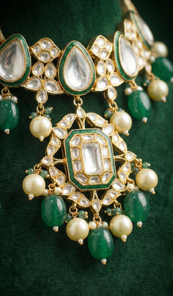 Emerald Kundan Royale Set