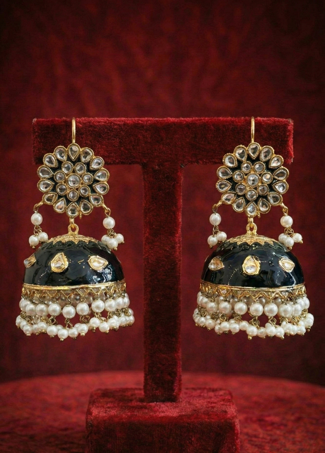 Midnight Kundan Jhumka Set