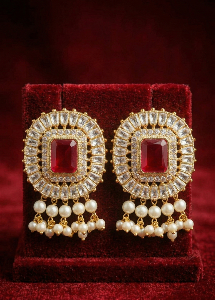 Ruby Pearl Halo Set