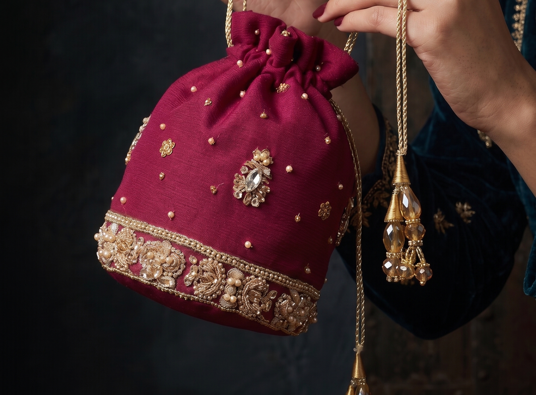 Maroon Jewel Potli