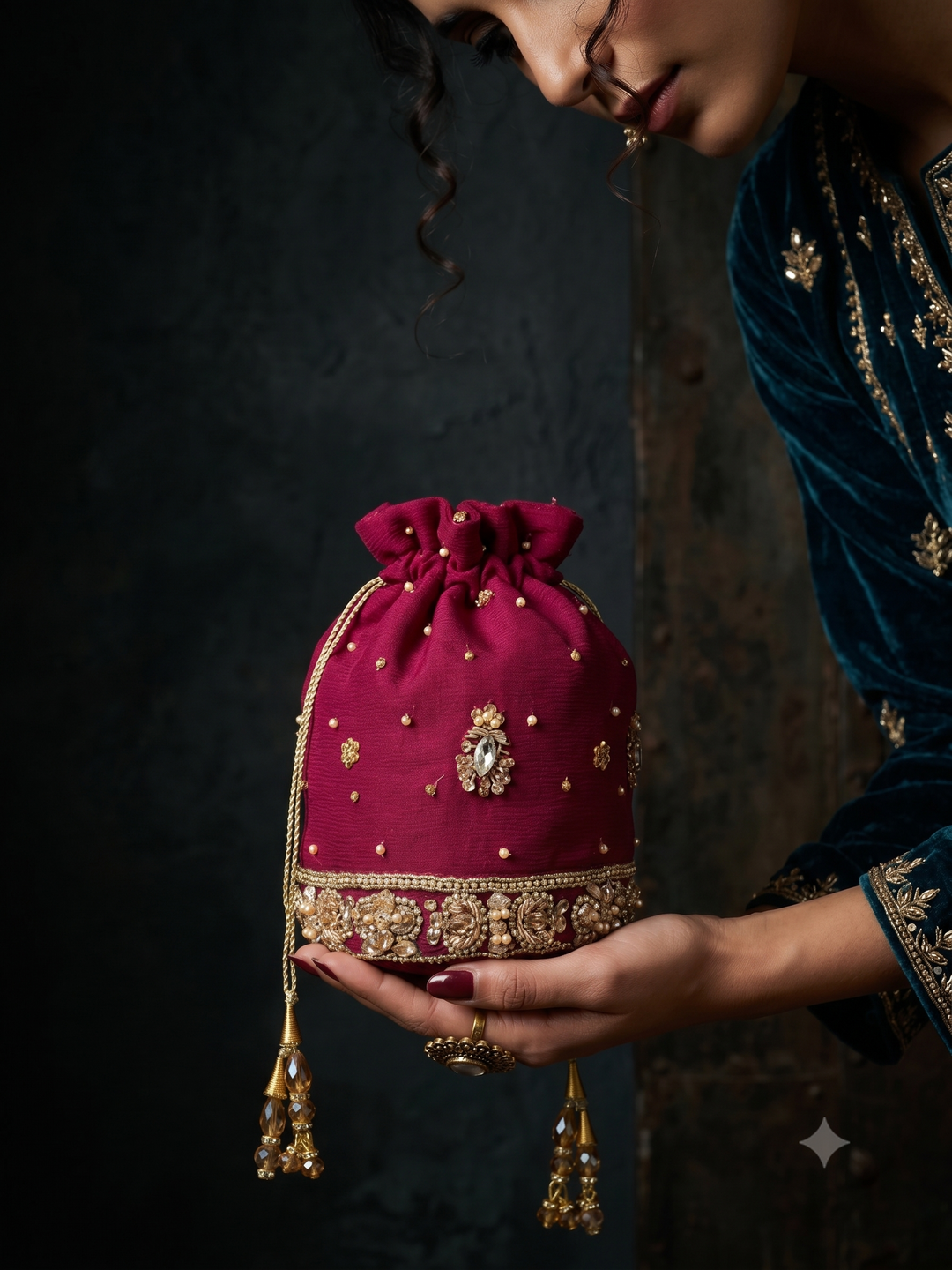 Maroon Jewel Potli