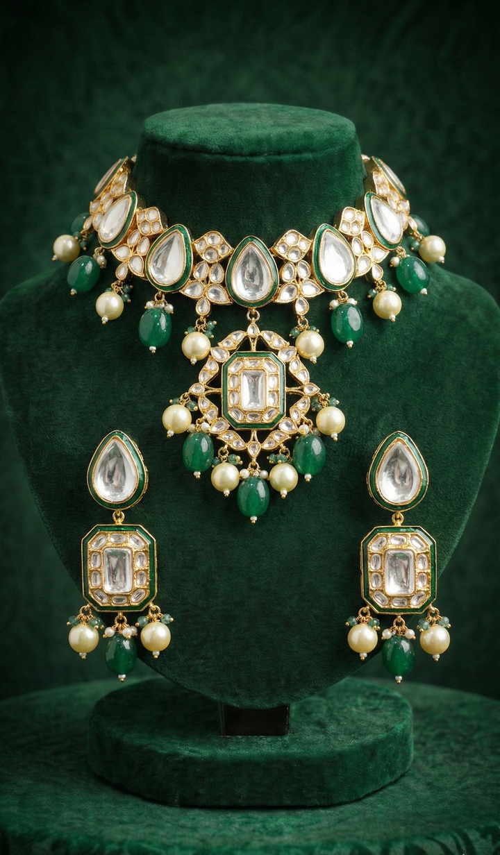 Emerald Kundan Royale Set