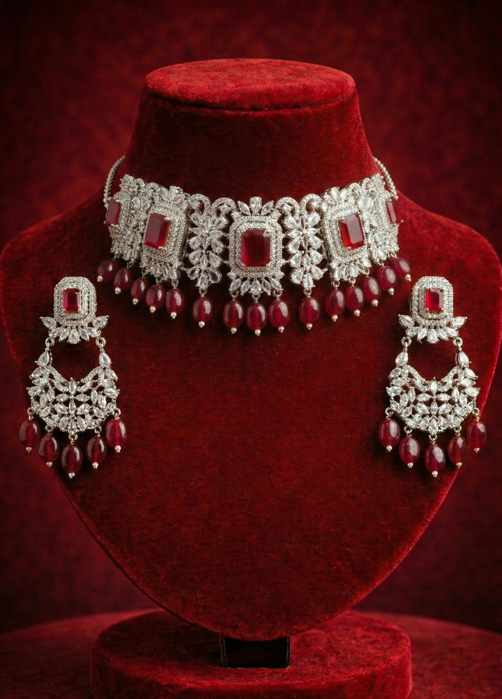 Ruby Crystal Choker Set