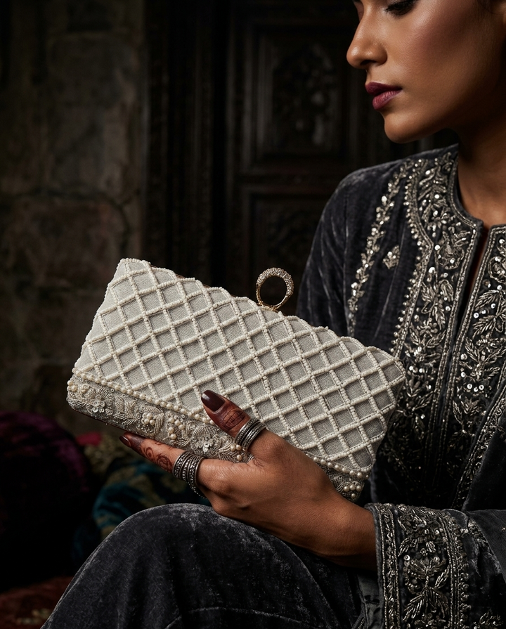 Pearl Trellis Clutch