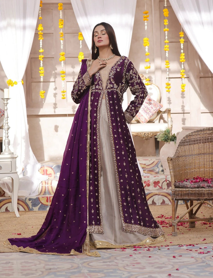 Noor- Indian Wedding Formal Dress in Purple Hues Karigur Noor- Indian Wedding Formal Dress in Purple Hues Karigur