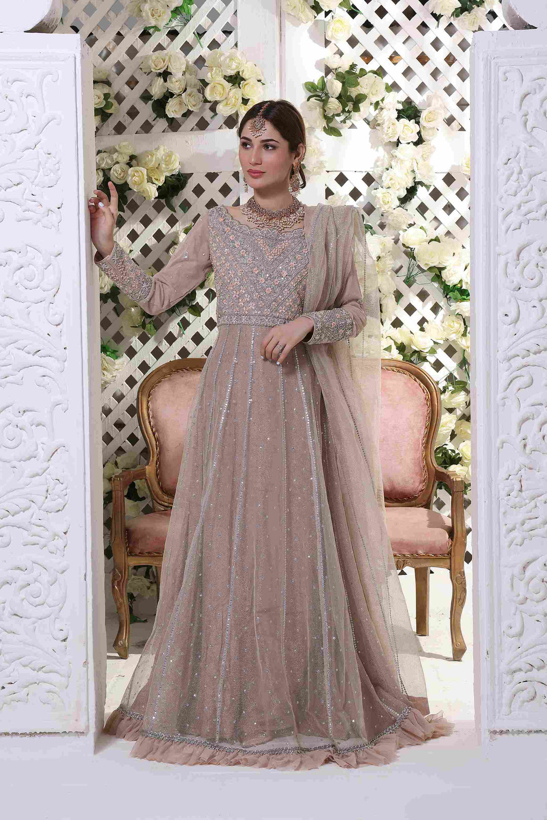 Kalilah- Indian Anarkali dress in powder pink – Karigur Kalilah- Indian Anarkali dress in powder pink – Karigur