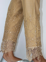 Cotton Emb Pants with Lace